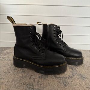 Dr. Martens Black Fur-Lined Boots